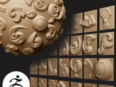 29 VDM Brushes of Decor ornaments for ZBrush 3D model