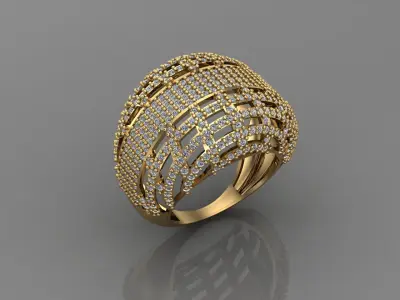 STL 3DM Print Ready Women Diamond Ring Lightweight Printable  3D print model 118