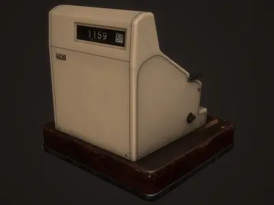PBR Old Cash Register Low-poly 3D model
