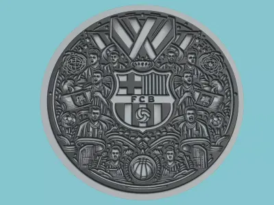 FC Barcelona Medallion Football 3D print model
