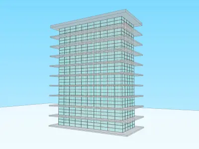 10 Story high rise glass building architecture and engineering 3D model