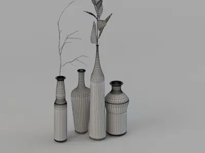 Vase Set gold vases 3D model
