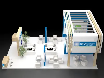 Double Deck Exhibition Stand 15x10m 3D model