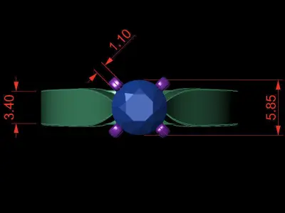 Round 0-75-CT Flat Profile Round Shank Width 2-9mm 3D print model