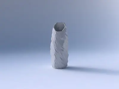 Vase bent hexagon with fine twisted organic cells 3D print model