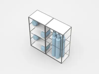 Double Industrial Shelf Cabinet With Industry Parts 3D model