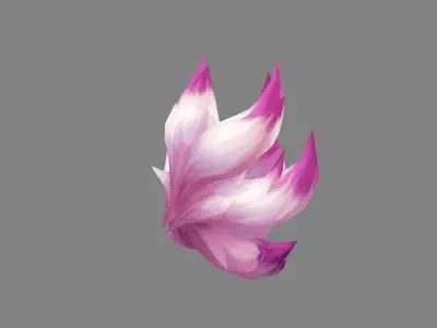 Cartoon pink fox tail  Low-poly 3D model