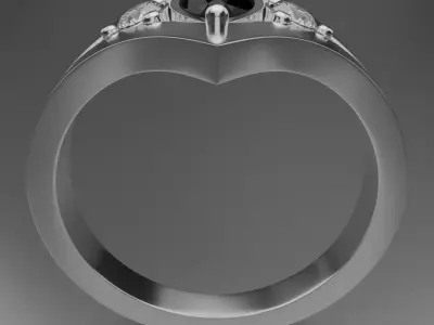 Noctis Argentum 3D Model of a Silver Ring with Onyx and Diamonds 3D model
