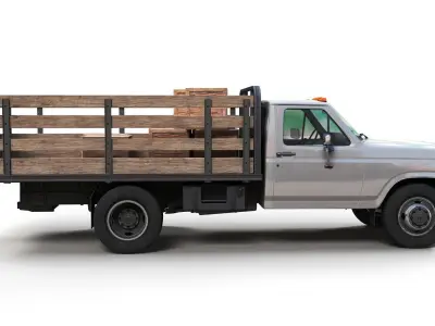 Stake pickup truck Low-poly 3D model