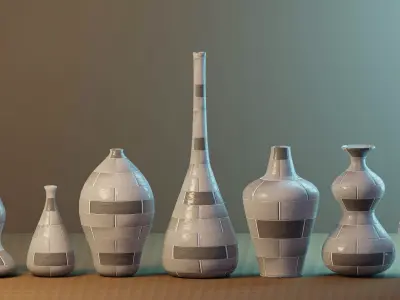 Seven Piece of Vase - Vase Collection Low-poly 3D model