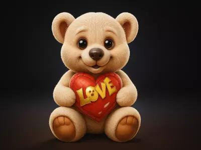 Valentine Teddy Bear Holding Love Heart Romantic Gift 3D print model