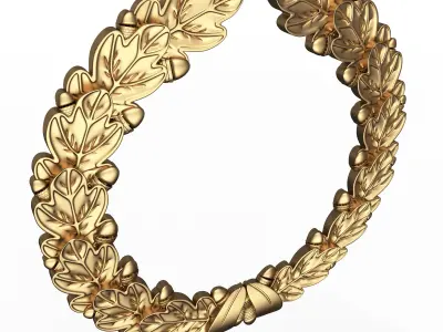 Gold Laurel Wreath 02 Low-poly 3D model