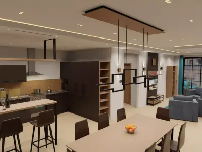 Low Poly Modern Apartment Low-poly 3D model