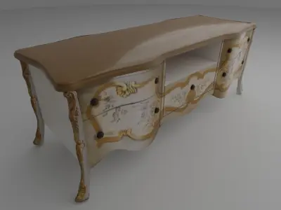 Antique TV Console Free low-poly 3D model