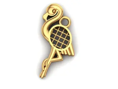 Jewelry flamingo pendant in gold 3D print model