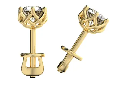 Earrings with diamonds 5mm 3D print model 3D print model