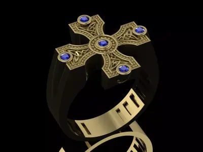 Mens Cross Ring Brand Jewelry Luxury 3D print model
