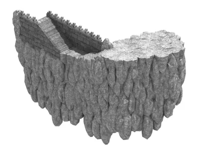 Game Mountain Building - City Wall 63 3D model