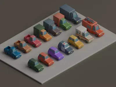 Low Poly Vehicle Pack  - City Emergency and Utility Vehicles Low-poly 3D model