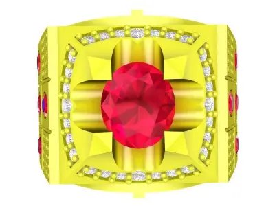 A4790 Korean Diamond Men Ring 3D Model 3D print model