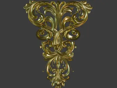 3D Model STL Door set of ornate hardware 3D model 3D print model