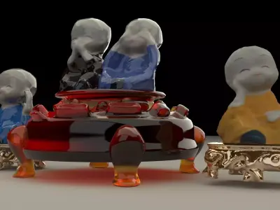 Chinese monk kids Low-poly 3D model