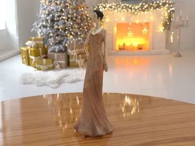 Girl Dress Statue low-poly PBR Ornament figurine VR-AR Low-poly 3D model