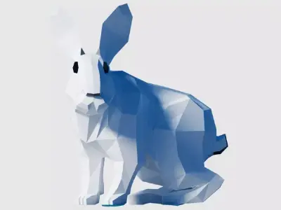 Bunny polygonal rabbit Low-poly 3D model