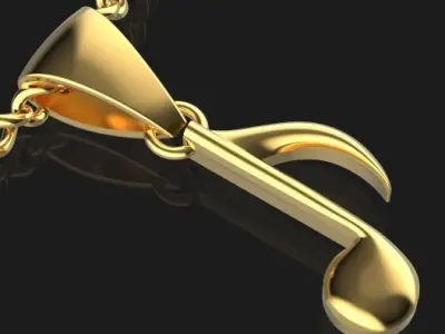 Musical Note Necklace pendant Silver Gold  Print 3D print model