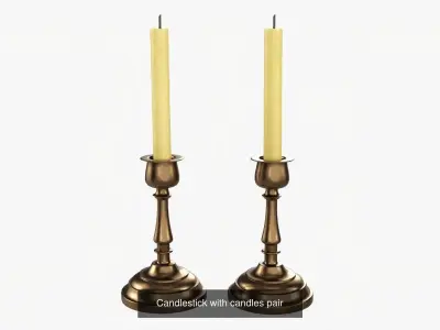 Antique candlesticks with candles 3D Model Collection