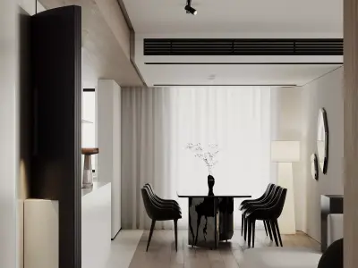 Modern living room dining room interior scenes 315 3D model