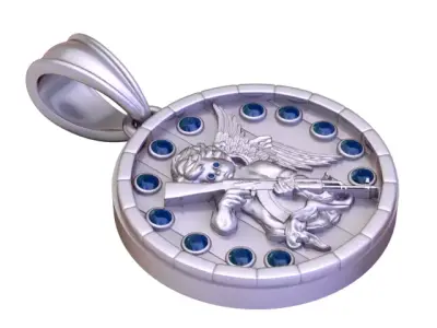 Luxury Angel Guardian Medallion Pendant 3D print model