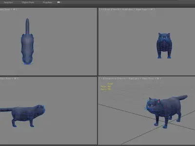 Cartoon black fat cat Low-poly 3D model