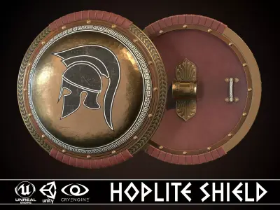 Hoplite Shield Helm Low-poly 3D model
