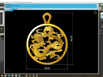 Luxury Chinese Dragon Circle Pendant 3D Model 4038 3D print model