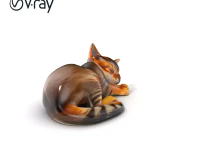 Sleeping Cat Sculpture model pack Low-poly 3D model
