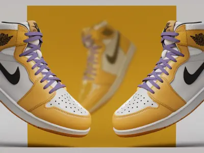 AirJordan 1 Retro HighOG Color Orange Low-poly 3D model