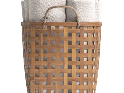 Basket with towels 3D model