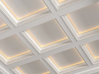 Modern coffered illuminated ceiling Art Deco style  3D model