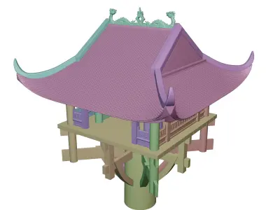 One Pillar Pagoda 3D print model