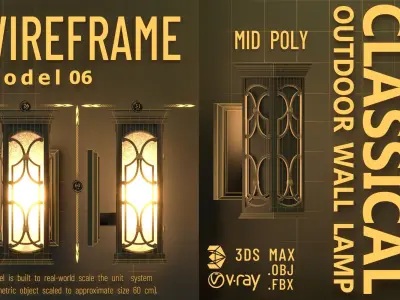 CLASSICAL OUTDOOR WALL LAMP -Model 06- Low-poly 3D model
