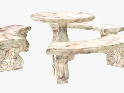 Garden stone furniture set 3D model