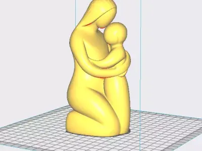 Mother and son minimalist statue 3D print model