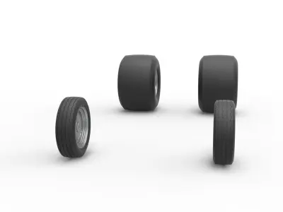 Wheel Set of Vintage Funny Car Scale 1 to 25 3D print model