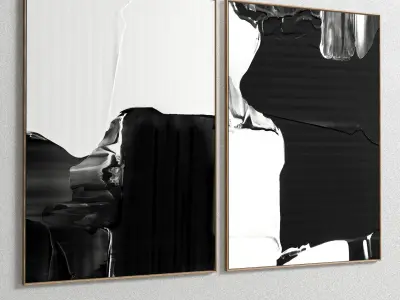 Plaster Two Photo Frame E-19 Low-poly 3D model