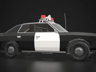 Low-Poly Retro Police Car 02 Low-poly 3D model