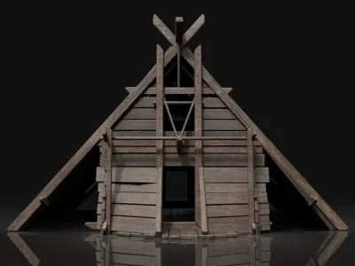 Viking Simple Hut Wooden House Cottage Medieval AAA Next Gen Free low-poly 3D model