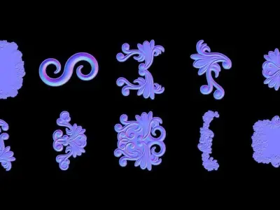 Ornaments Hard Surface for Substance Painter Low-poly 3D model