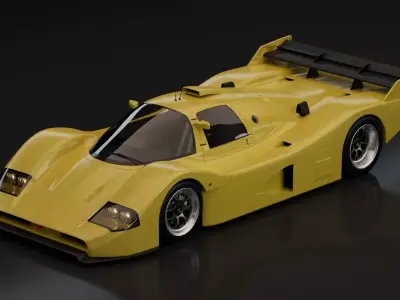 Mid-poly Group C racing prototype v2 Low-poly 3D model