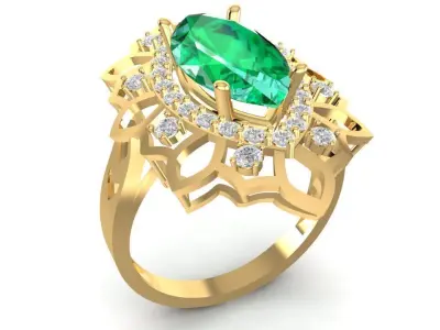 Luxury Marquise Cut Gemstone Halo Ring for Women 1717 3D print model